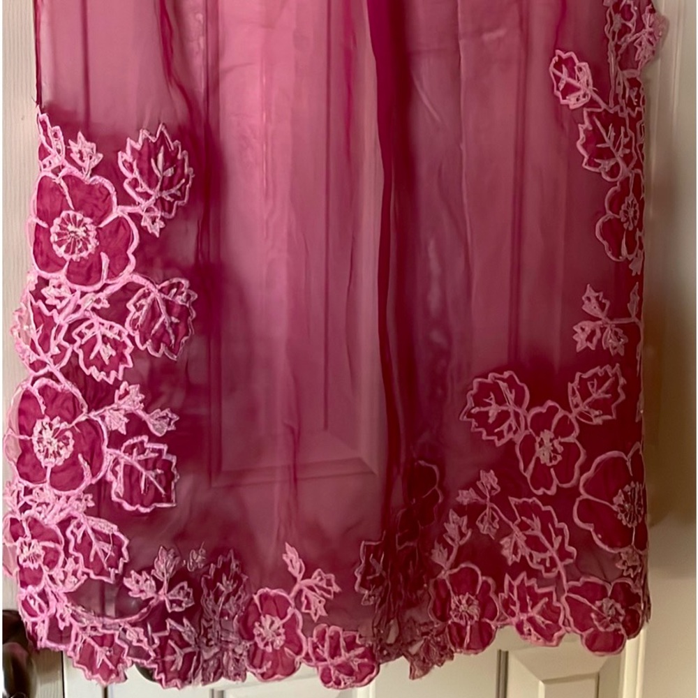 Brand new pink/rose nylon scarf with lace
